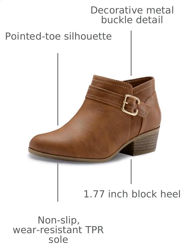 Image of Athlefit Women's Chunky Low Heel Short Ankle Boots