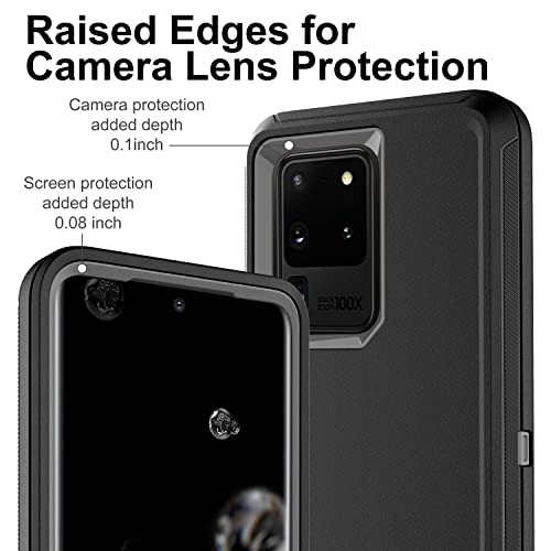 Hong-Amy For S20 Ultra Case, Samsung Galaxy S20 Ultra Case With Self Healing Flexible Tpu Screen Protector [2 Pack], 3 In 1 Heavy Duty Protection Case For Galaxy S20 Ultra 5G (Black/Grey) #TOP2
