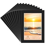 20 Packs Black Picture Mounts, 7x5 Inch Photo Mounts Frame Mounts for 6x4 Inch Pictures for Photos, Prints, Paintings, Artworks