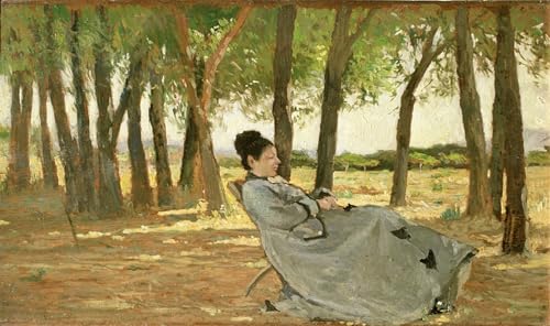 Portrait de Signora Martelli par Fattori sur Toile pour Grand Salon Chic et Chaleureux
