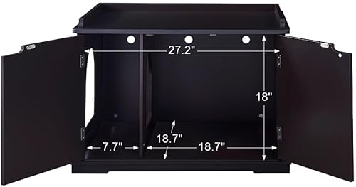 Vista 6 de unipaws – Banco de almacenamiento y orinal para gatos, cubierta de caja de arena con estructura de madera resistente, almacenamiento amplio, fácil