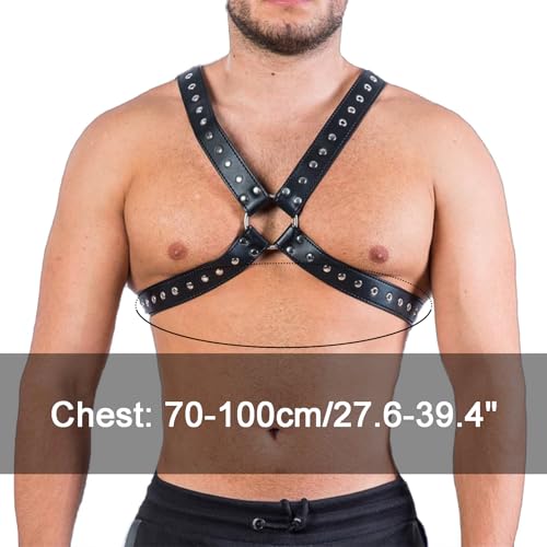 Men's Harness Belt Costume PU Leather Body Chest for Men, Sexy Punk Body Harness Belt, Adjustable Buckle Clothes Outfits, Nightclub Cosplay Clubwear #33