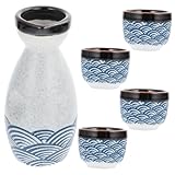 Célébration et partage : Le design soigné du Sea Ripple Sake Glass Set invite à savourer des moments conviviaux en famille entre amis, lors d’occasions spéciales soirées détendues