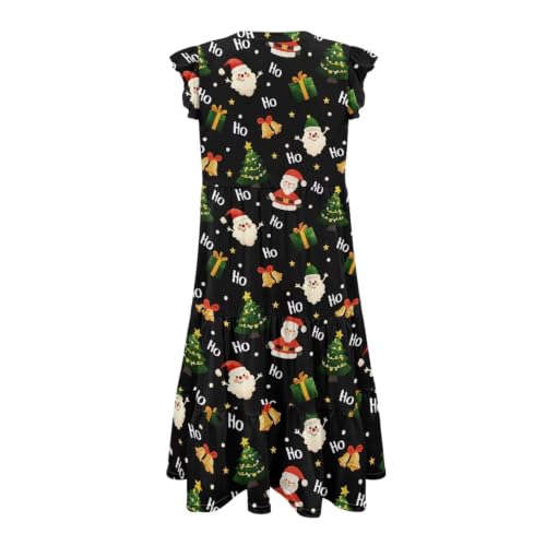 Image of Womens Summer Dress Ruffle Sleeve V Neck Dress Casual Fit Flowy Beach Vacation Sundress with Pocket S-2XL