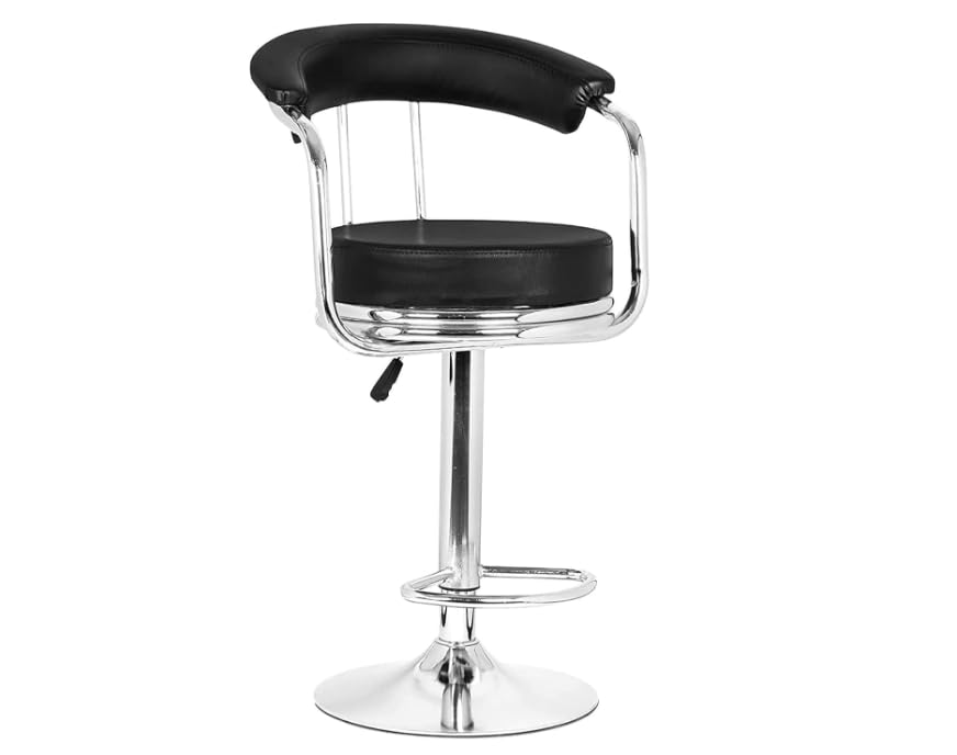 Rudraksh Modern Hydraulic Bar Stool Chair | Premium Leatherette Cushion with Chrome Finish | Adjustable Height & 360° Swivel | Ergonomic Backrest & Footrest | Black-image-39