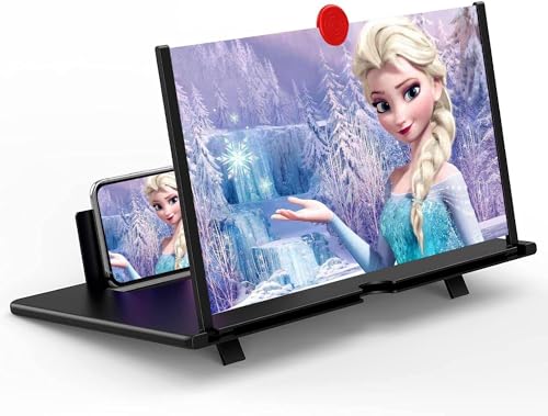 Lupa de Pantalla móvil de 12-14 Pulgadas, Amplificador de teléfono móvil, Pantalla 3D, Pantalla de Alta definición Extensible, Regalo de Hombre (Negro) (14zoll, Negro)