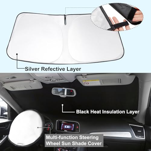 Image of YYCKE Windshield Sun Shade Accessories Compatible with 2022 2023 2024 2025 EV6 for Kia Foldable Sunshade Sun Visor Blocks UV