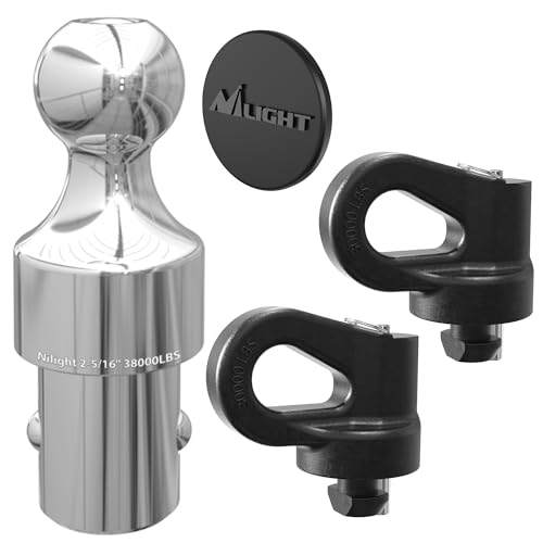 Image of Nilight 60692 Puck System Gooseneck Hitch Kit w /Box for 2016-2025 Chevy Silverado GMC Sierra 2500HD 3500HD Nissan Titan XD, 2013-2025 Ford F250 F350 F450, 2-5 /16 inch Ball w /Chain Anchor