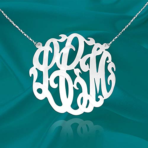 Generic Monogram Necklace - 1.5 Inch Sterling Silver Monogram Necklace thumb #4