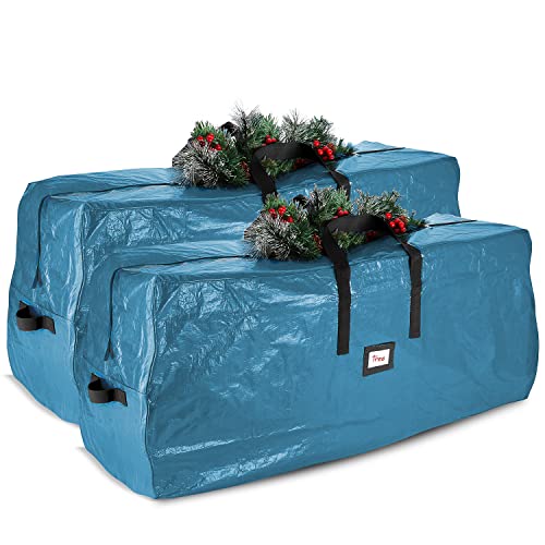 Image of Hearth & Harbor 7.5 ft Christmas Tree Storage Bag - Artificial Christmas Tree Bag with Reinforced Handles, Dual Zipper, Wide Opening - Large Storage Container for Trees and Decorations, 2 Piece set