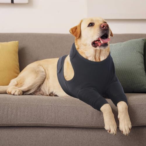 IECOii Hundebody Nach Op,Einstellbar Body Hund Vorderpfotenschutz Weich Haustier Ellenbogenbandage Haustier Vorderbein Body für Hunde Wundschutzanzug für Hunde,Einfaches An- und Ausziehen,Schwarz,S