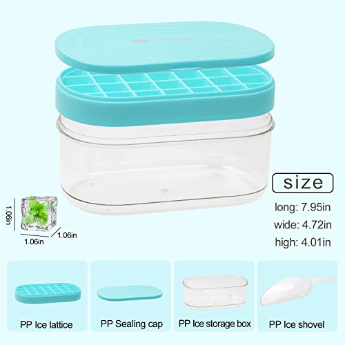 Silicone Ice Cube Tray,Ice Tray With Lid And Bin For Freezer,Square Ice Ball Maker Mold,With Container,Removable Lid & Ice Scoop,Bpa Free And Easy Release,For Whiskey,Cocktails & Chilled Drink #TOP1