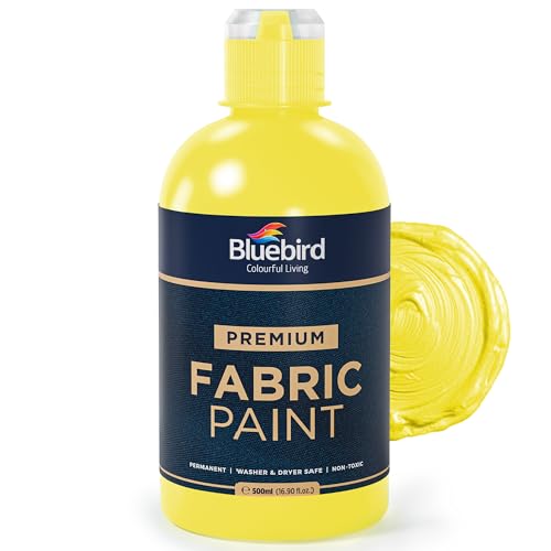 Image of BLUEBIRD Fabric Paint, Lemon Yellow, 16.9 Fl Oz, Permanent Fabric Paints for Clothes, Furniture Upholstery