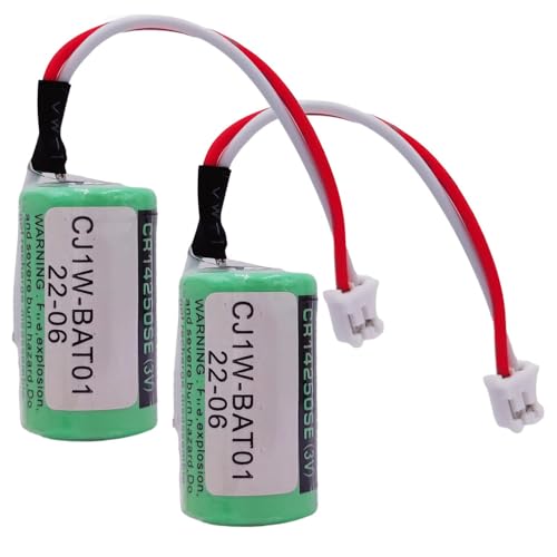 BATTEMALL (2 PCS) CJ1W-BAT01 Li-Ion Battery 3V PLC CP1H CP1L CR14250SE-R Non-Rechargeable Disposable...