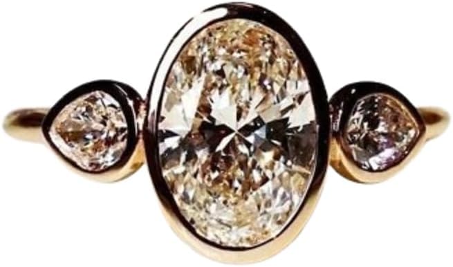 Chandni Enterprise! 2.50 Carat Oval Cut Lab Created Diamond Engagement Ring, 14K Yellow Gold Finish, Sterling Silver, Bezel Set