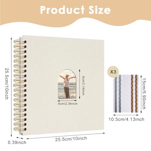 Image of HASTHIP DIY Photo Album Scrapbook, 10 Inch Scrap Books for Memories, Spiral-Bound Hardcover Art & Craft Album for Photos Collection Family Keepsakes, Wedding, Travel and Baby Memory