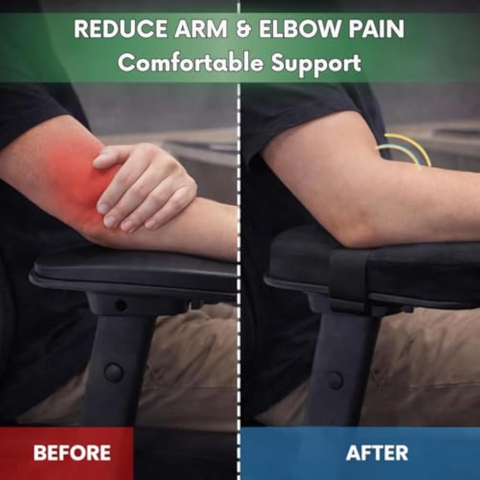 Memory Foam Office Chair Arm Covers, Ergonomic Desk Accessories