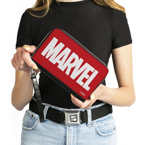 Buckle-Down Women's PU Zip Around Wallet Rectangle-Marvel Comics, 7.5"x4.5"4