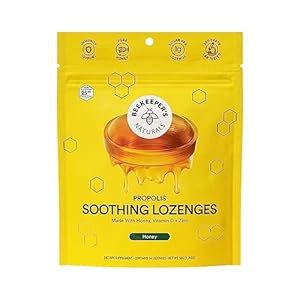 Soothing Honey Cough Drops – Immune Support with Vitamin D, Zinc and Propolis – by Beekeeper’s Naturals – Throat Soothing Lozenges, 14 Ct