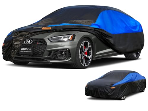 GUNHYI Car Cover Waterproof Breathable Large, Full Car Cover Rain Dust Sun UV Protection Universal fit Audi A5/A4, BMW 4 Series, Ford Mondeo, Jaguar XE, Tesla Model 3 etc. Fit Saloon (470 To 490cm)