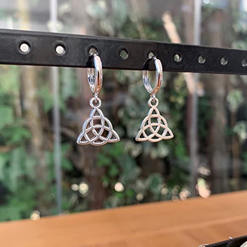 Pendientes-Nudo-Celta-Chapados-en-Platino-Aros-Mujer-con-Colgante-Nudo-Trinidad-Plata-Vieja-Amuleto-Protector-Perfecto-para-Regalo