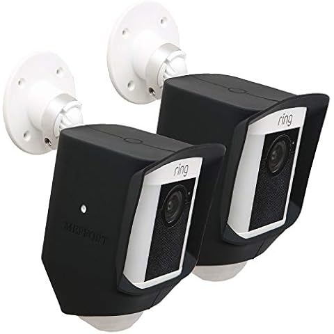 Silicone Skin Case Cover for Ring Spotlight Cam Battery or Solar, Offer Sun Glare UV Weather Protection & Disguise Spot Light Security Camera (2 Pack, Black) Cover