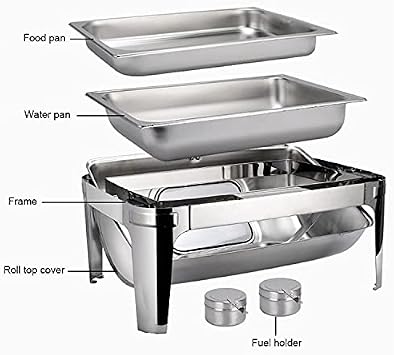 Buffet Chafing Dish Van roestvrij Staal, 9L, voedselverwarmer, warmtecontainer met cateringschalen, waterpan en brandstofhouders voor bruiloften en feesten