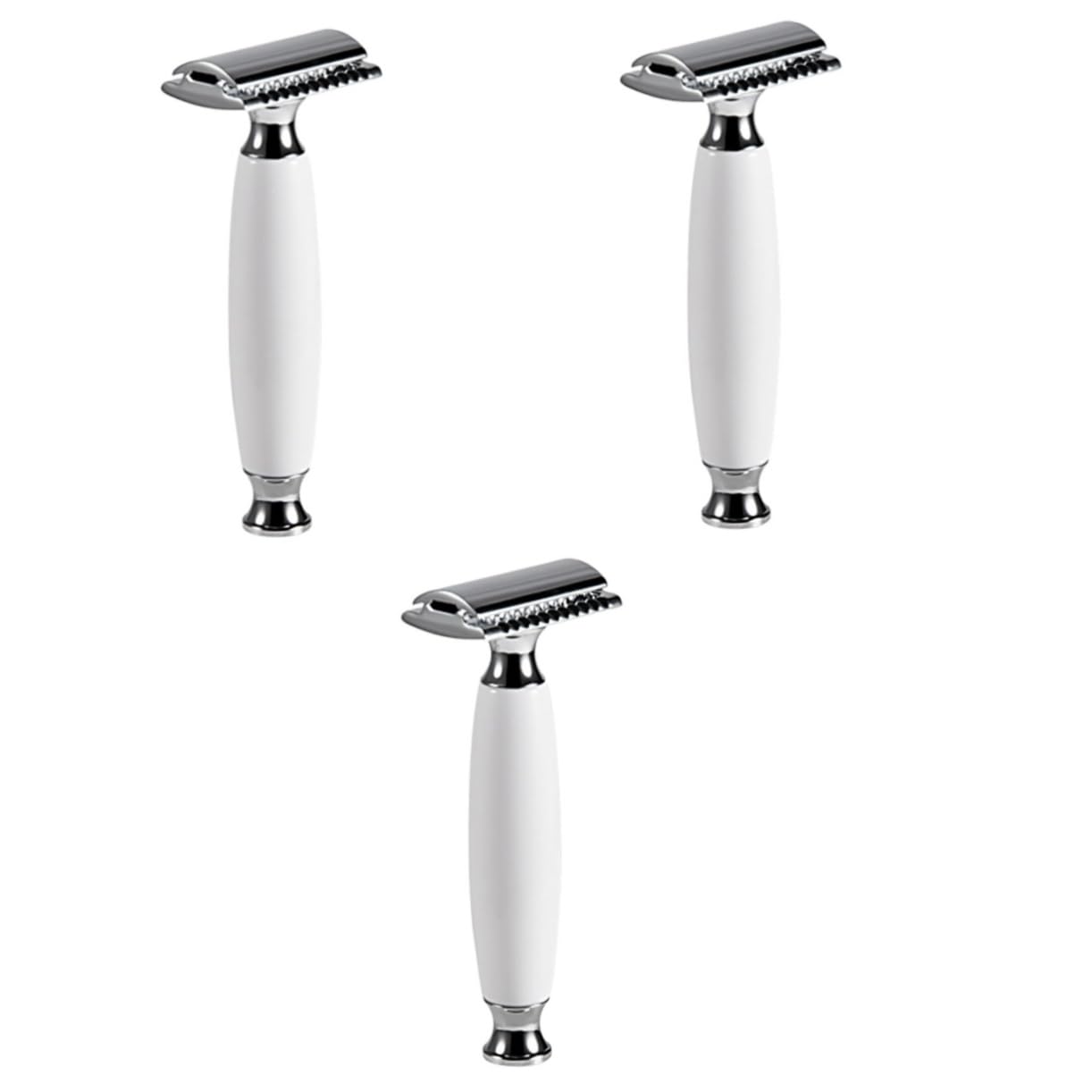 FRCOLOR 3pcs Manual Double-sided Razor Blade Men's Razor Vintage Shaving Machine t Shape Holder Modern Design