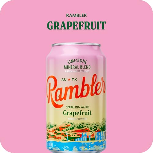 Image of AUTX RAMBLER Sparkling Water, Texas Limestone Mineral Blend, Grapefruit Flavor, 12-Ounce Cans, 12-Pack