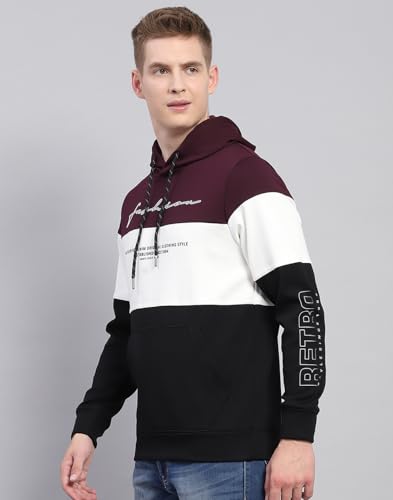 Image of Monte Carlo Printed Black Hooded Neck Full Sleeve Sweatshirt for Mens