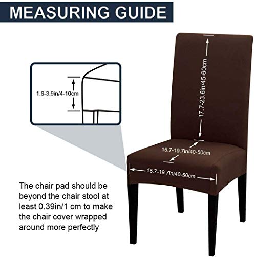 Image of Gifts Island Polyester Dining Table Chair Cover Set of 6 Seater Stretchable Washable Chair Seat Slipcover Protector (Brown)