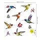 WALPLUS 12 Stück Kolibri Fensterabziehbilder Selbstklebende Antikollisions-Vogelschutz-Aufkleber für Fenster Statische Schmetterlinge, Blumen und Vögel Fensteraufkleber für Vogelschlagschutz