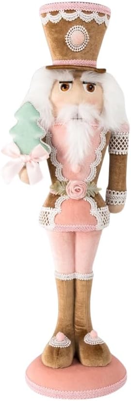 December Diamonds 24-Inch Pink Gingerbread Nutcracker Figurine – Handcrafted Holiday Christmas Decoration – New 2025 Festive Décor Accent