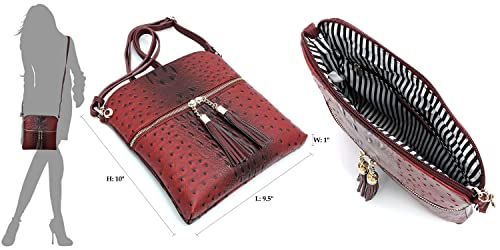 Ostrich Croc Tassel Zipper Pocket Crossbody Bag Animal Pattern Printed Shoulder Bag Womens Purse Satchel3