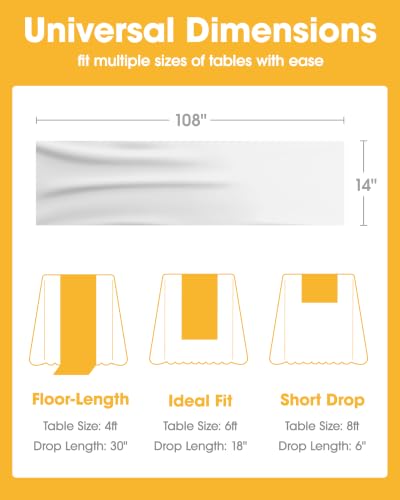 Image of Niuara White Plastic Table Runner Party Decorations, Disposable, 4 Pack | Thanksgiving Decor, Wedding & Holiday Events, Water & Oil Resistant, 14 x 108 Inch