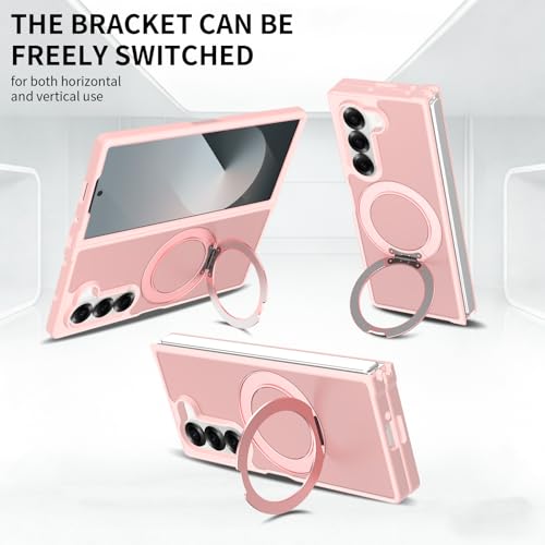 Coque Samsung Z Fold 6 rose doux au toucher avec support aimanté - 2