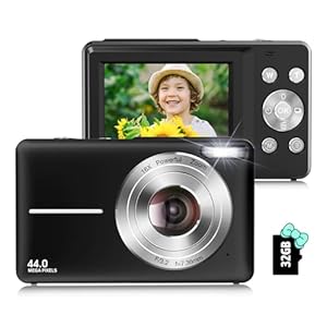 Toberto Digital Camera, FHD 1080P Digital Camera for Kids with 16X Zoom Anti Shake, Flashlight, 44MP Point and Shoot Camera Compact Small Camera for Teens, Girls, Boys, Students – Black