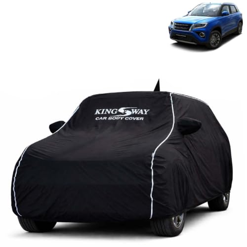 Image of KINGSWAY Super Waterproof Car Cover Only with Urban Cruiser (Year 2020 to 2023 - All Model) | Mirror and Antenna Pockets | All Weather Car Body Cover with Silver Piping | Black