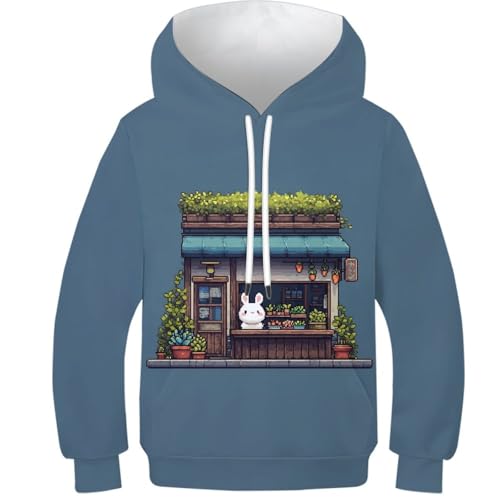 Pulls 3D Novelty sweat chaud avec poche pour enfants pull lapin confortable 10-12 ans