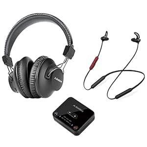 Avantree D4169 Dual Bluetooth 5.0 Draadloze Over- en In-ear-Koptelefoon Oordopjes voor TV-kijken met Zender, 40 of 20 uur, Gepersonaliseerde Volumeregeling, Plug-and-Play, Geen Audiovertraging