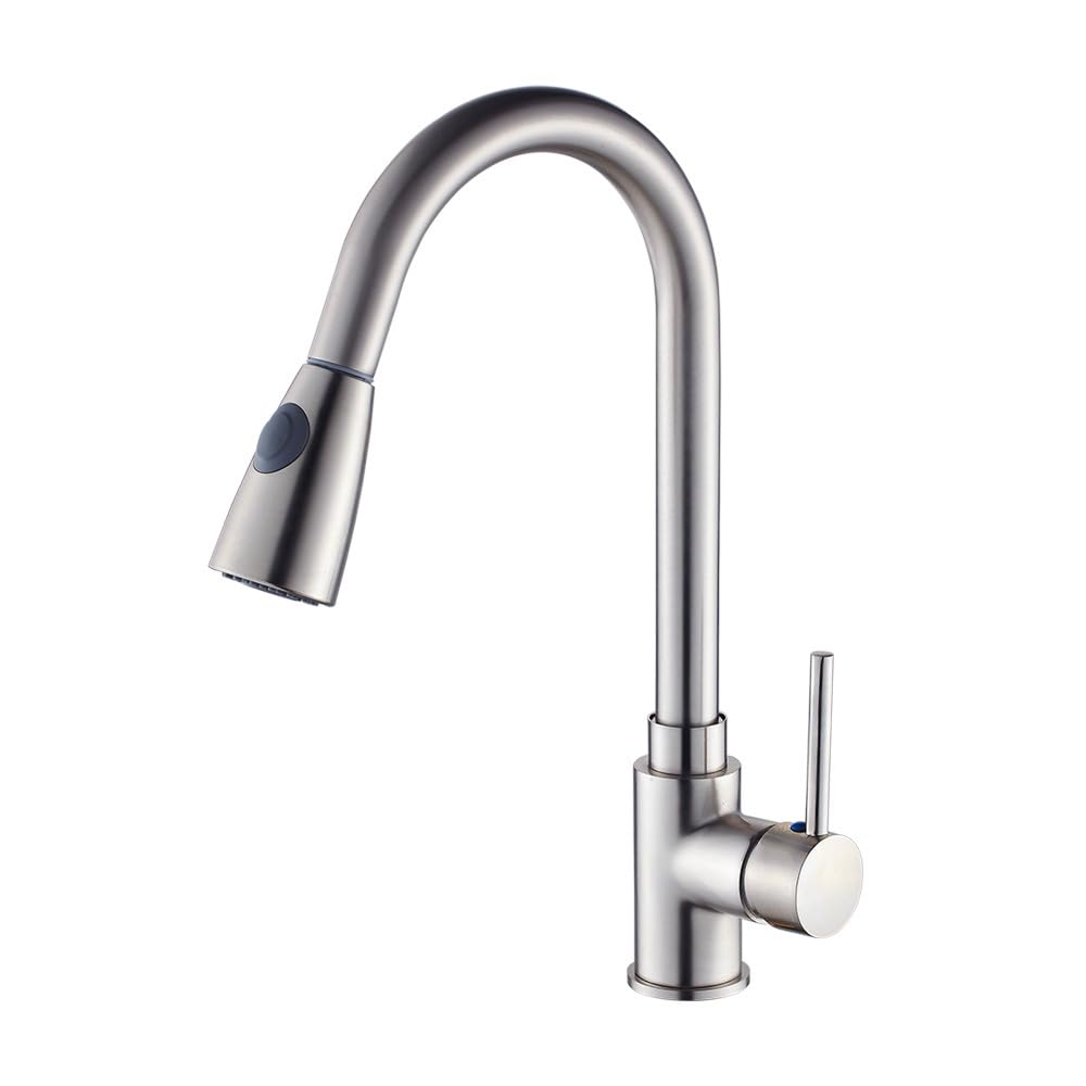 ZYCHSJXA Kitchen Mixer Taps Pull-Out Faucet Sink Vegetable Basin Hot and Cold Rotating Brushed