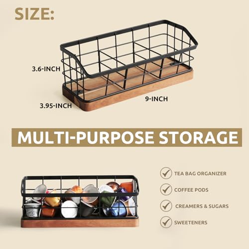 WILDMOS Tea Bag Organizer with Wooden Base