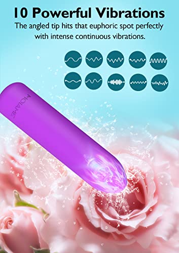 Small Bullet Vibrator For Women: Waterproof Mini Clit Vibrator With 10 Modes, Full Silicone Vibrating Finger Massager For G Spot Nipple, Female Rechargeable Lipstick Vibe Sex Toy, Purple #TOP1