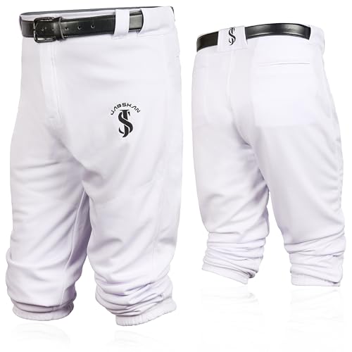 JABSKAN Men’s Pro Knicker Baseball Pants – Reinforced Double Layer Knees Size AS to AXL White