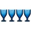 Fitz and Floyd Trestle Glassware Ornate Goblets 4 Count Pack of 1 Indigo