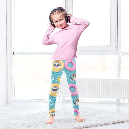 Puppy Floats Girls Leggings,Workout Leggings for Girls Toddler Athletic Legging Size for 3-10T4