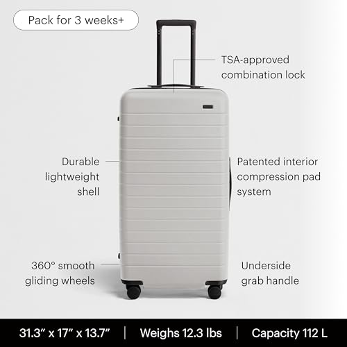 Image of Away Trunk Checked Luggage - 31-Inch Lightweight Hardside Suitcase with 360 WhisperGlide Spinner Wheels, Interior Compression System, TSA-Accepted Lock - Cloud Gray