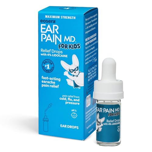 Eosera Ear Pain MD for Kids Pain Relieving Drops - 12.5 mL - Fast-Acting Numbing Drops with Lidocaine for Temporary Earache Relief - Ages 2+