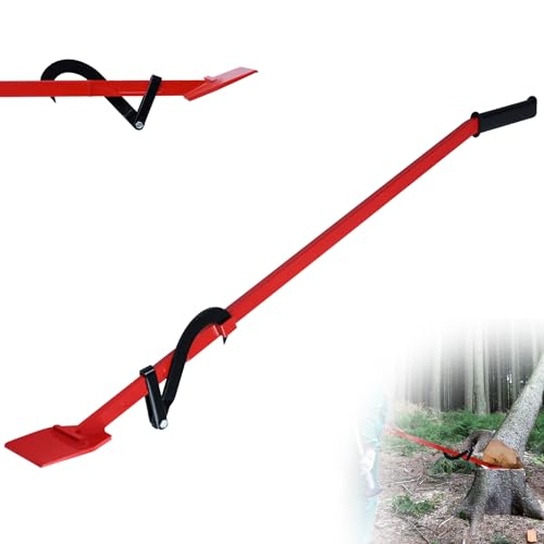 ROSEJANE Fällheber 130cm, Baumfällheber Schweres aus Hochfestem Stahl, Fällhilfe mit Wendehaken und Rutschfester Handgriff für Forstarbeiten