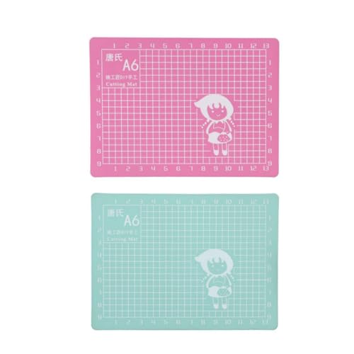 Pokinge 2Pcs A6 Self Healing Cutting Mat Non-Slip PVC Gridded Cutting Pad DIY Engraving Board Precision Project Scrapbooking Mat For Sewing Crafts
